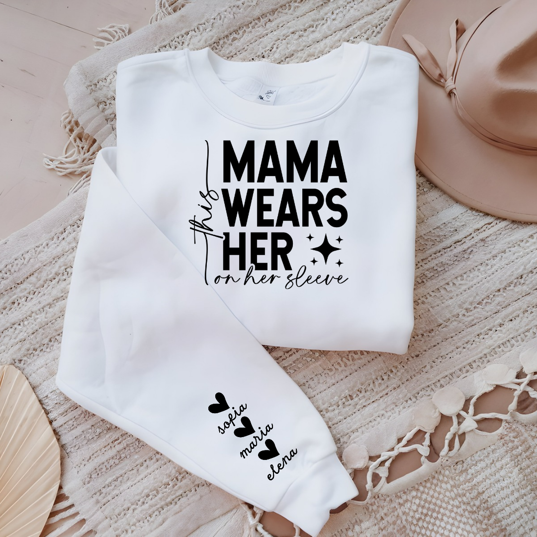 This Mama wears hear heart on her sleeve jumper - Rainbow Fun